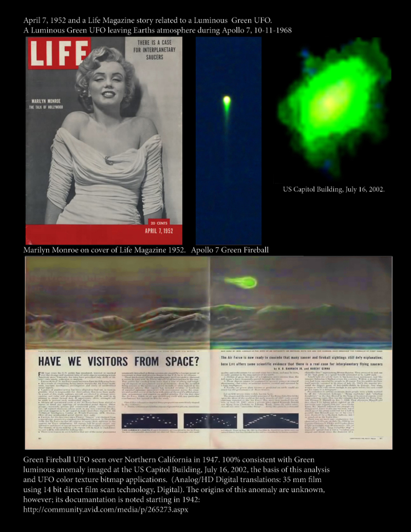 1952 Green Sphere UFO and Marylin Monroe